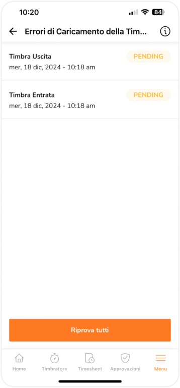 Offline time entry errors
