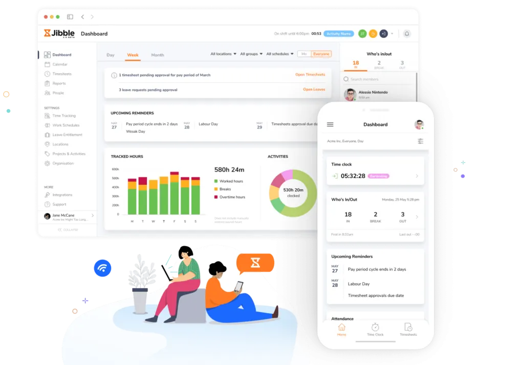 Attendance tracking with Jibble on desktop and mobile