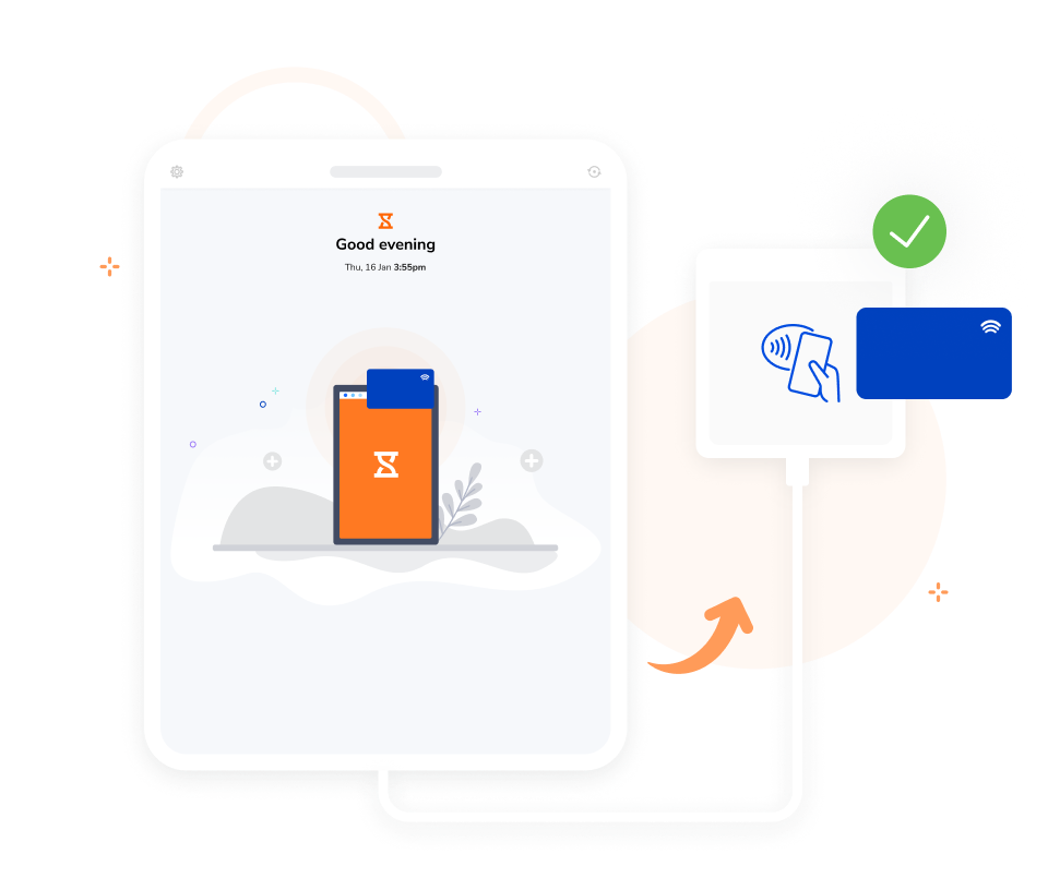 Using an NFC or RFID external reader to read cards for attendance