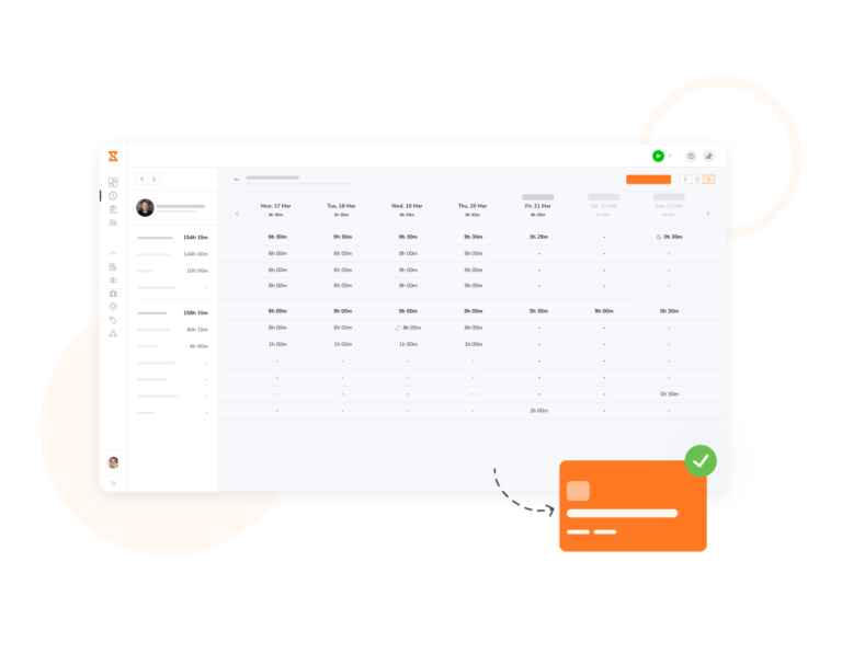 Timesheet showing only payroll hours