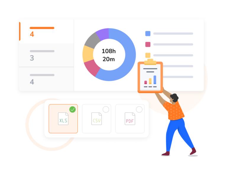 A pie chart and selection for file exports