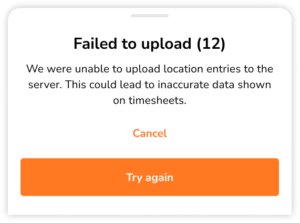 Button to re-upload time entry errors on mobile 