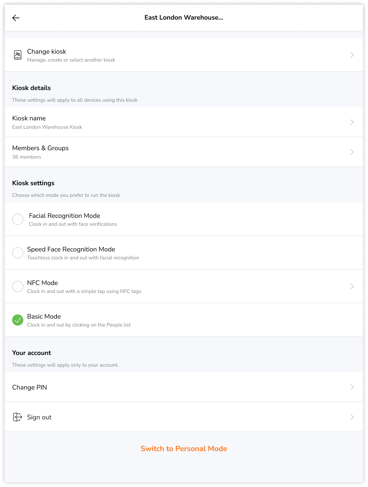 Set up Kiosk mode to use your tablet as a shared time clock