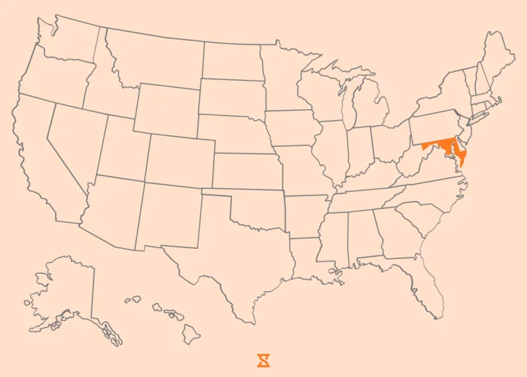 Maryland state outlined in us map
