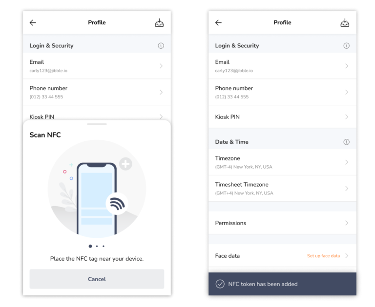 Scanning NFC tag to link a tag to a user 