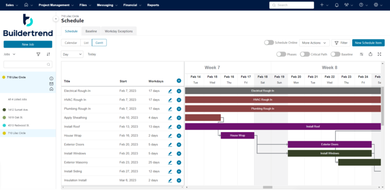 creating schedules using Buildertrend software for construction management