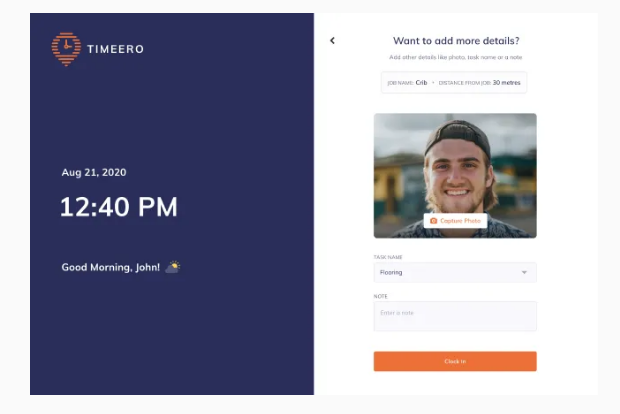 Facial recognition attendance using Timeero