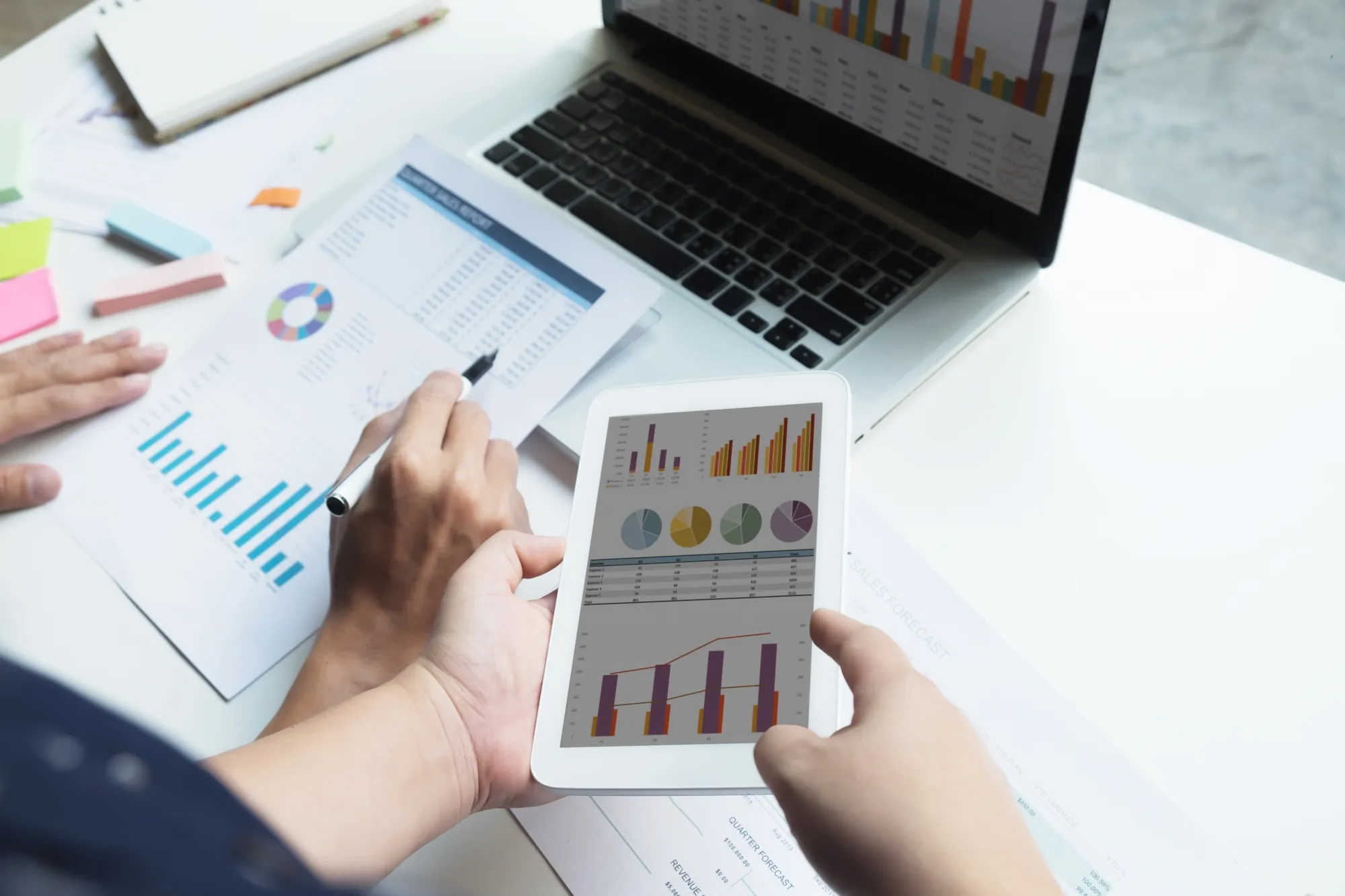 Analyzing data.