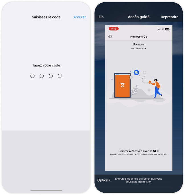 Ending a guided access session on iOS devices