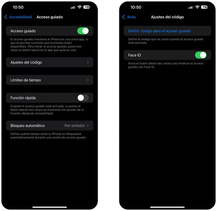 Activating face ID under phone settings