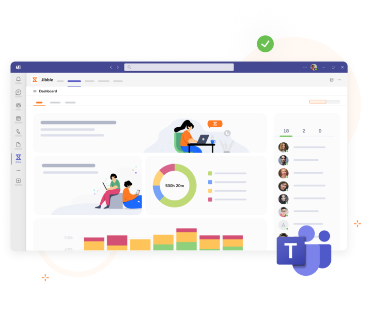 Jibble dashboard embedded in Microsoft Teams