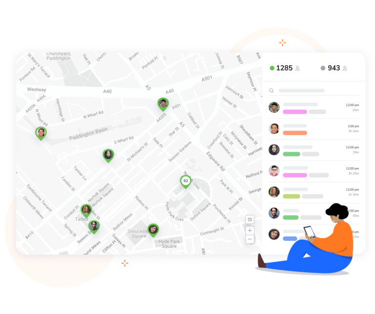 View the locations of your employees directly on a map