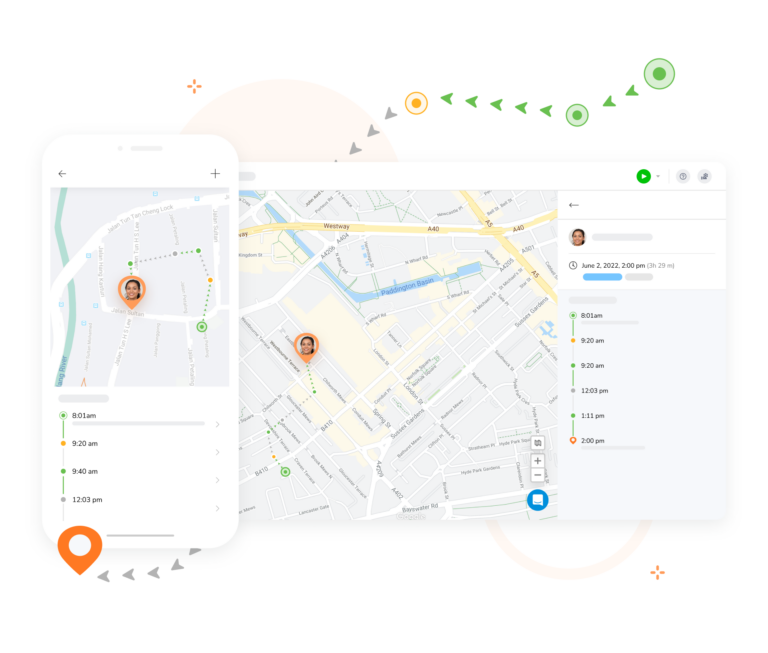 View the routes taken by an employee throughout their working hours