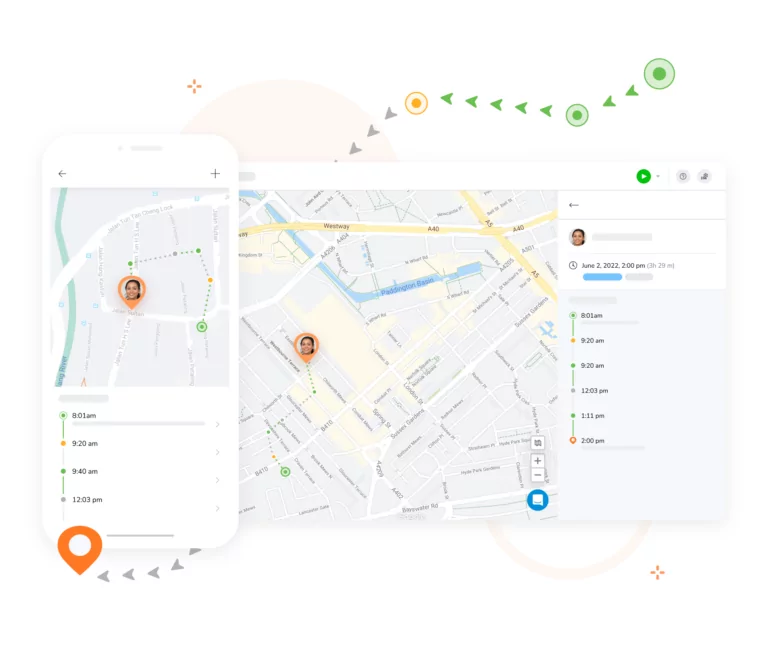 View the routes taken by an employee throughout their working hours