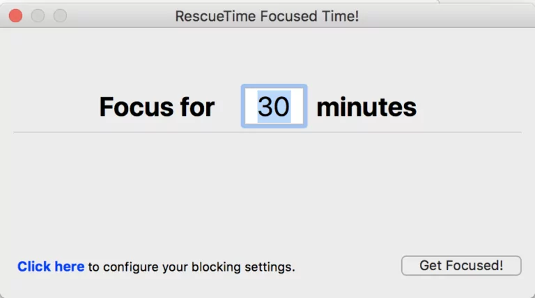 Showing 30 mins Focus Time in RescueTime