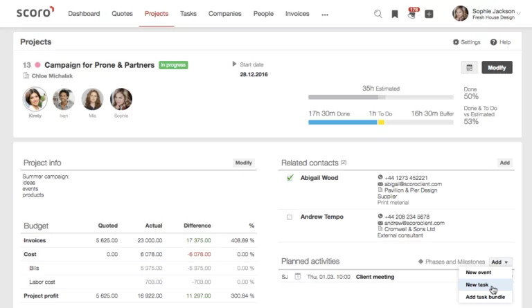 Scoro Project Management Software Screenshot