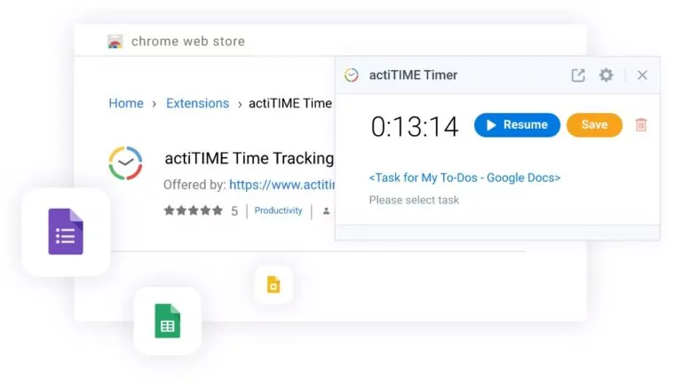 Timer dell'estensione Chrome di actiTIME