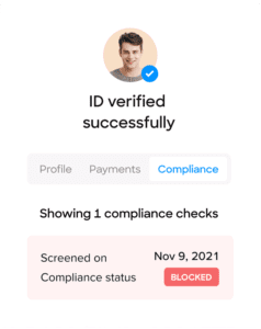 Screenshot of the ID verification feature of the Trolley Risk and FraudManagement 
