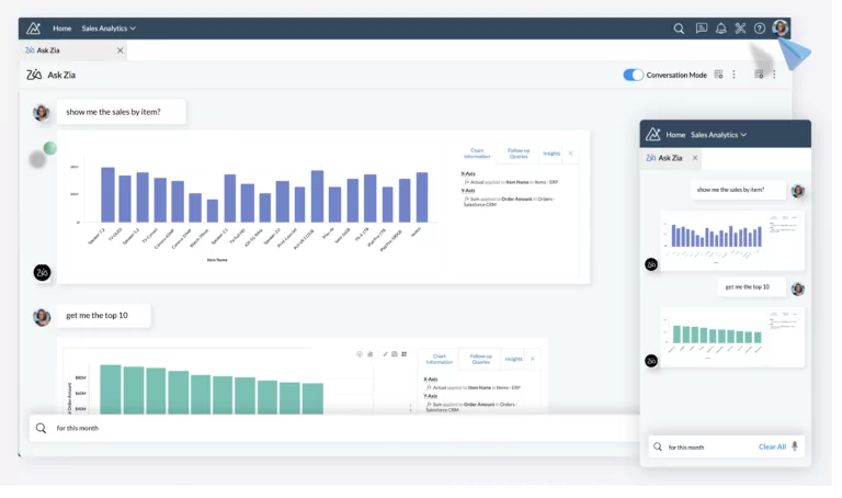 Scren showing Zoo's Zia analytics