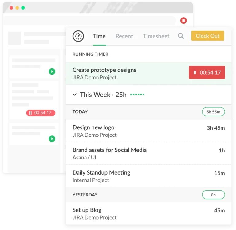 Everhour dashboard.