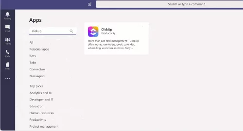 ClickUp integration in MS Teams