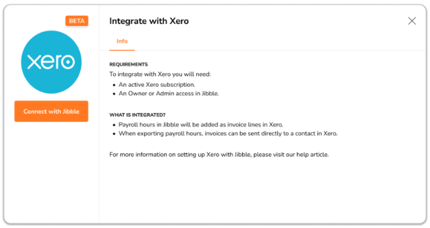 steps on how to integrate Jibble with Xero