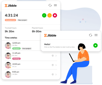 Dashboard view of the Jibble time clock app