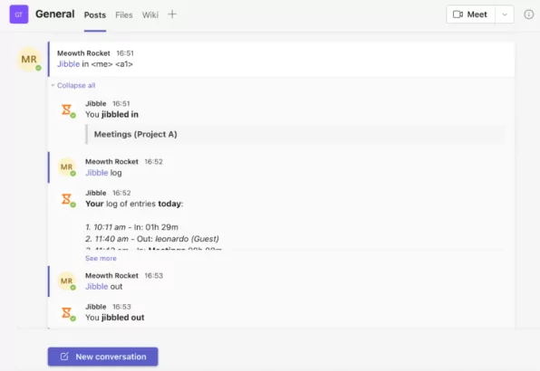Integrazioni di Jibble per MS Teams