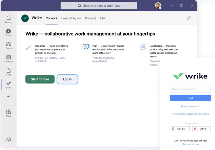 Integrazione di Wrike per MS Teams