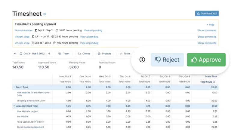 Approvazione dei timesheet su My Hours