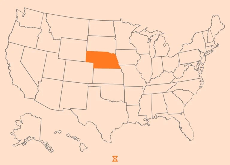 Nebraska outlined in a U.S. state map