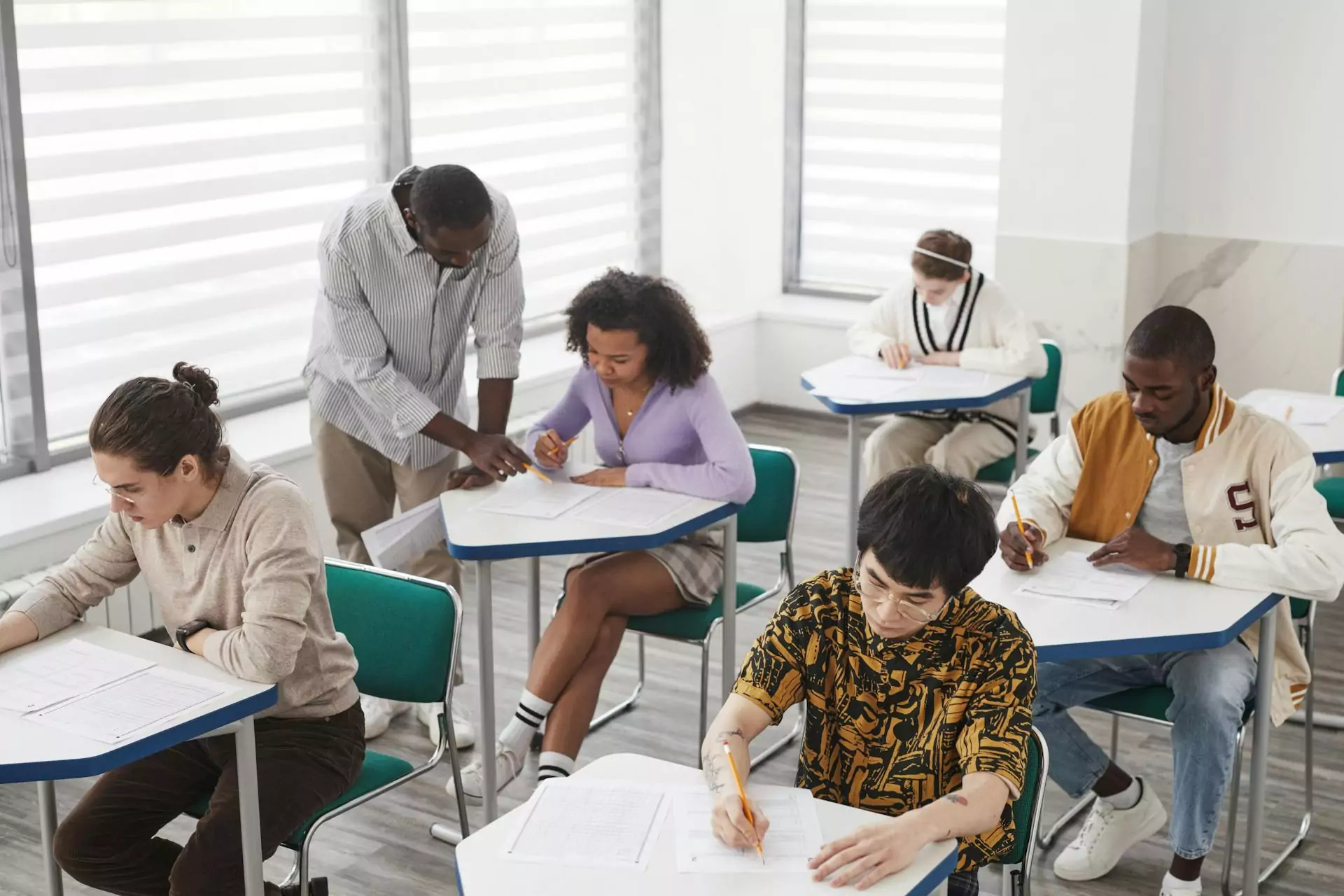 A class of high school students working on an activity in the classroom.