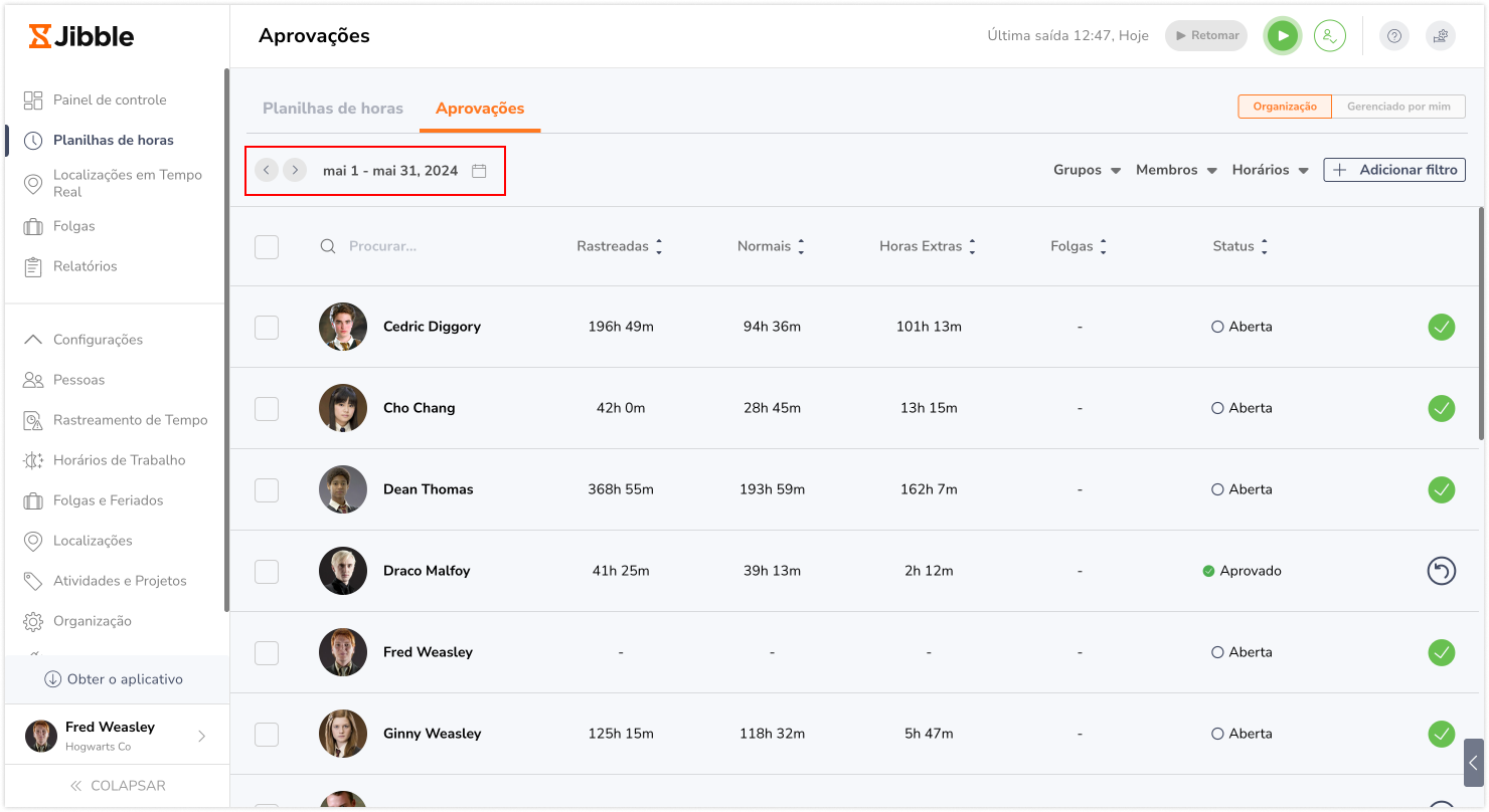 Approval Manager select date