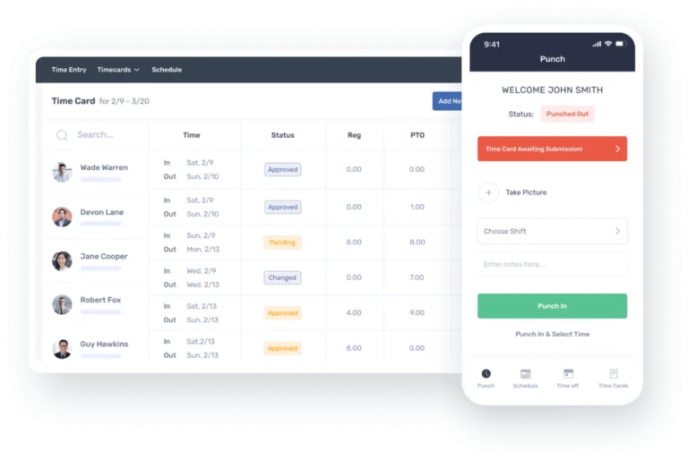 Timbrature sul time tracker web di Buddy Punch