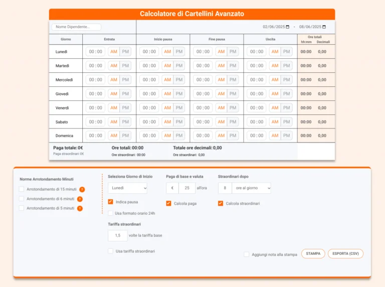 Calcolatore di cartellini di Jibble