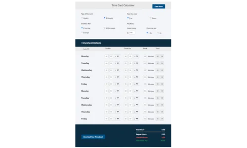 ClockShark Time Card Calculator