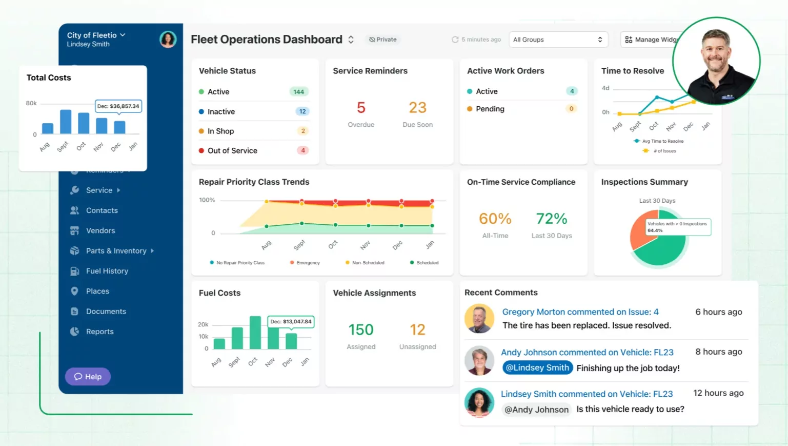 An overview of the Fleetio fleet management dashboard.