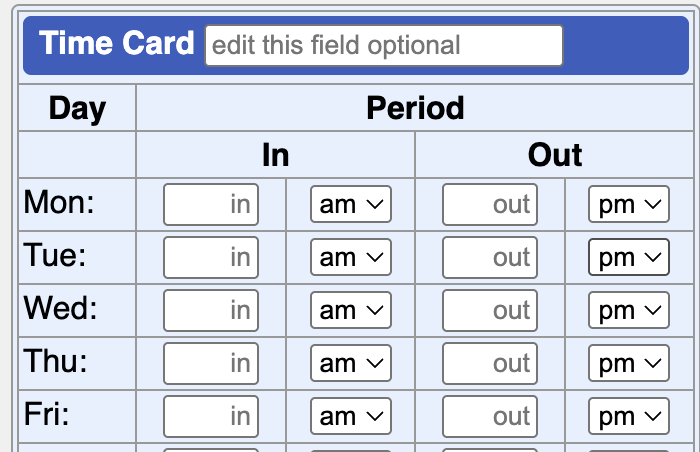 Time Card Calculator .net