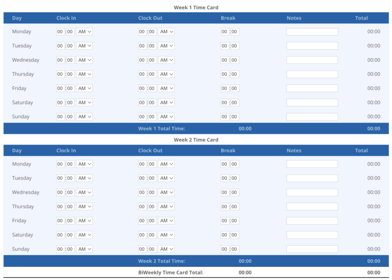 Time Clock MTS’s time card calculator