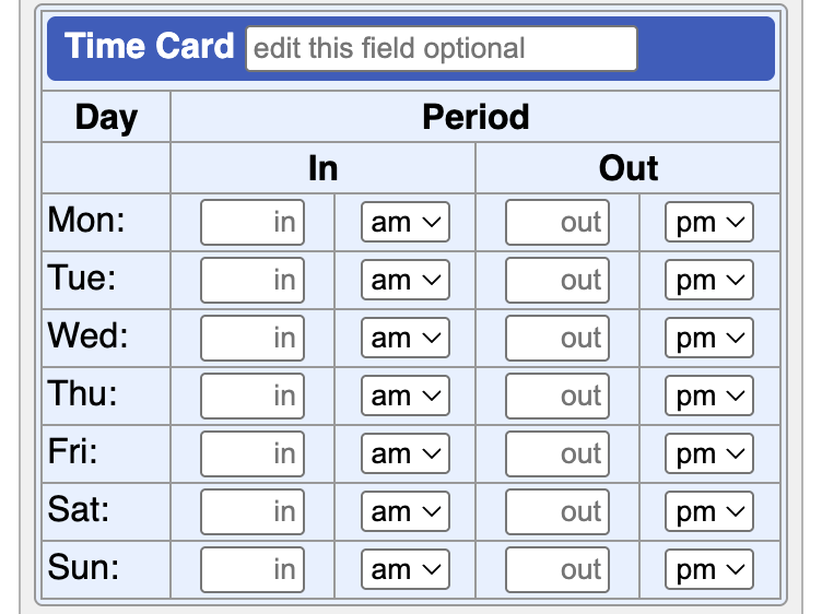 TimeCardCalculator.net's biweekly time card calculator
