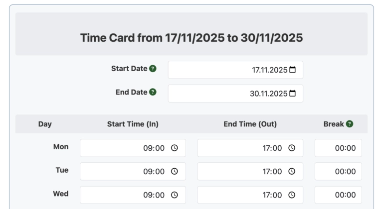 GIGAcalculator’s biweekly time card calculator