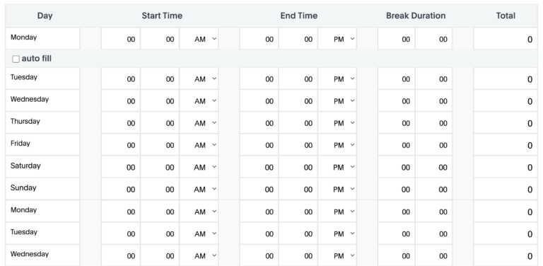 Replicon’s biweekly time card calculator