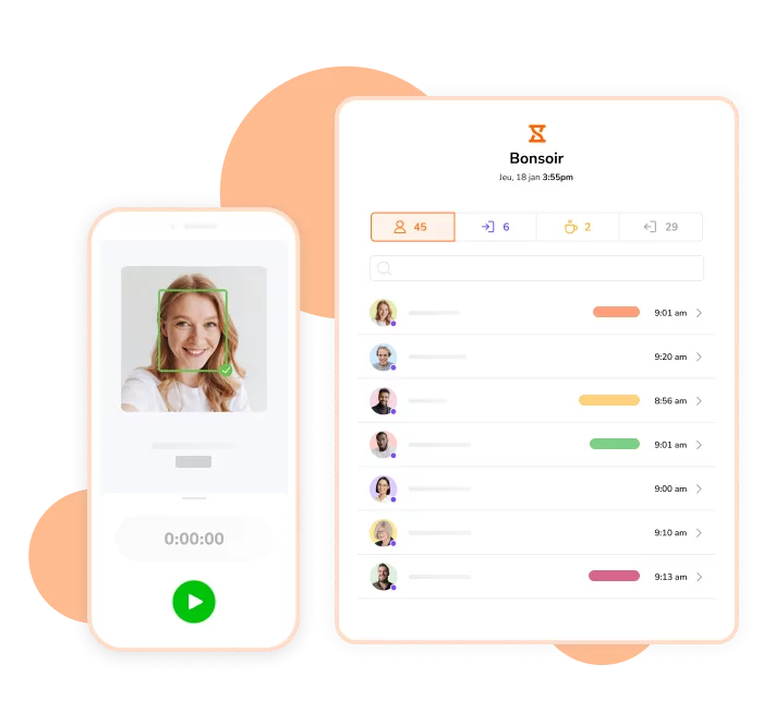 Logiciel de gestion du temps et des présences utilisant des applications de pointeuse