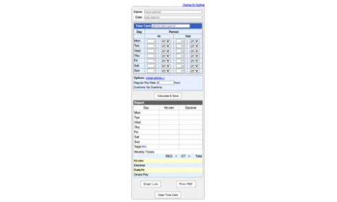 Calcolatore di cartellini di TimeCardCalculator
