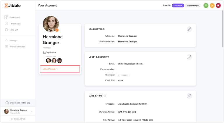 View published payslips from PayrollPanda Core on Jibble 