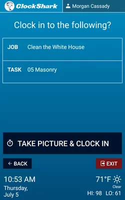 ClockShark Facial Recognition clock-in portal