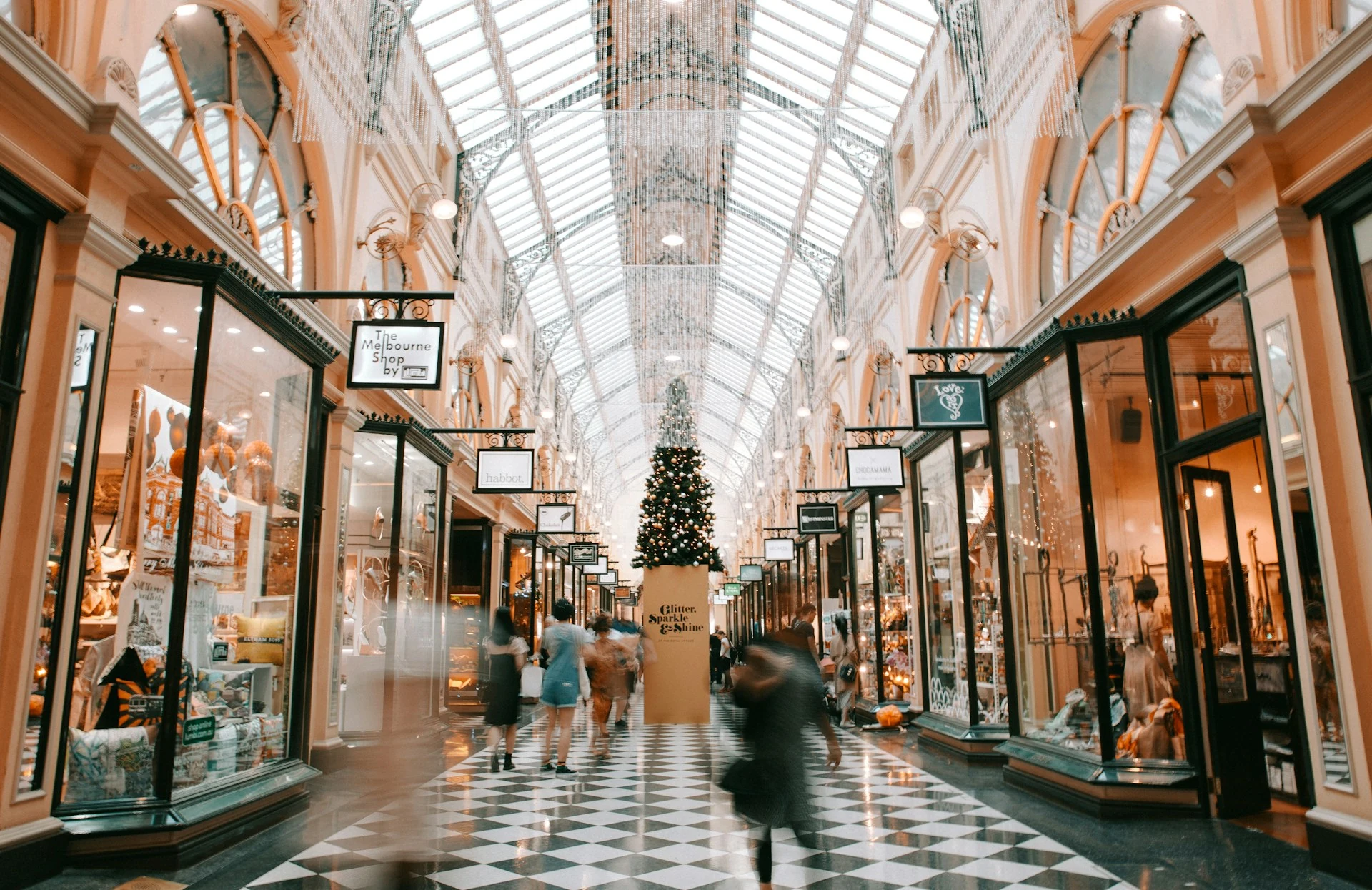 A chain of retail stores during the holidays.