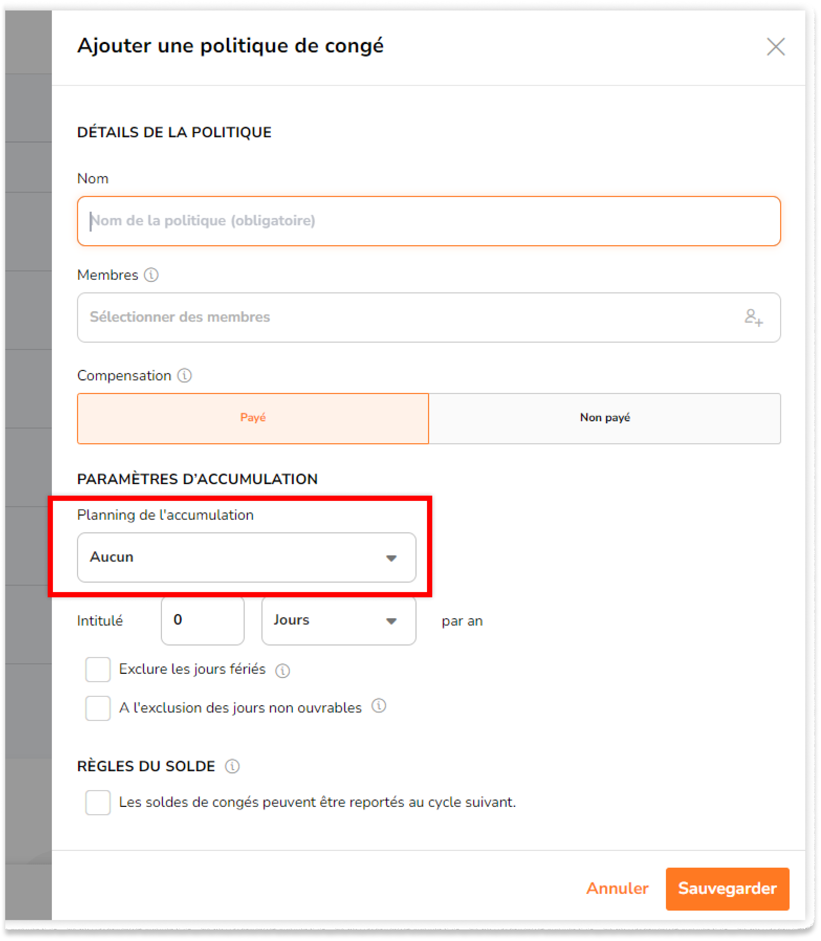 Calendrier d'accumulation