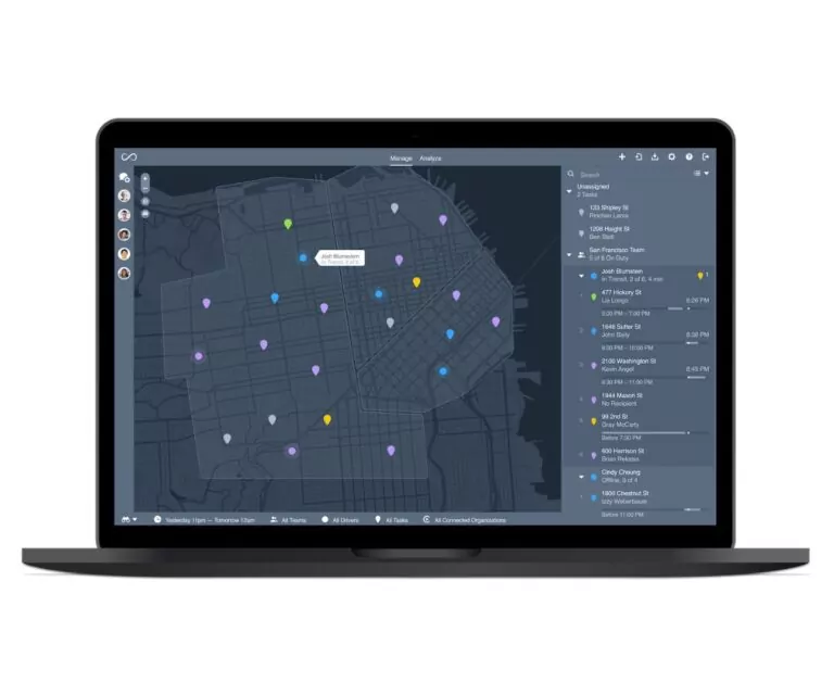 Software di gestione delle flotte sul portatile di Onfleet