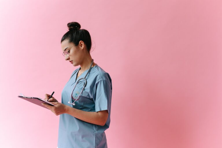 Time management for nurses. Photo by Thirdman: https://www.pexels.com/photo/a-doctor-taking-notes-7659868/